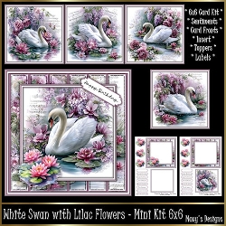 White Swan with Lilac Flowers - Mini Kit 6x6