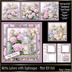 White Latern with Hydrangea - Mini Kit 6x6