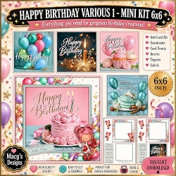 Happy Birthday Various 1 - mini kit 6x6