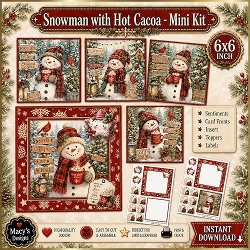 Snowman with Hot Cacoa - Mini Kit 6x6
