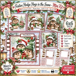 Festive Hedge Hogs in the Snow - Mini Kit 6x6