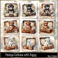 Vintage Suitcase with Puppy - Illustrations for Cards, Mini kits & Designers