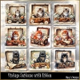 Vintage Suitcase with Kitten - Illustrations for Cards, Mini kits & Designers