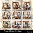 Vintage Suitcase with Bunny - Illustrations for Cards, Mini kits & Designers