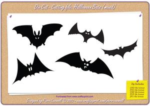 Halloween Series: Bats (x5) Die Cut - SVG GSD PDF