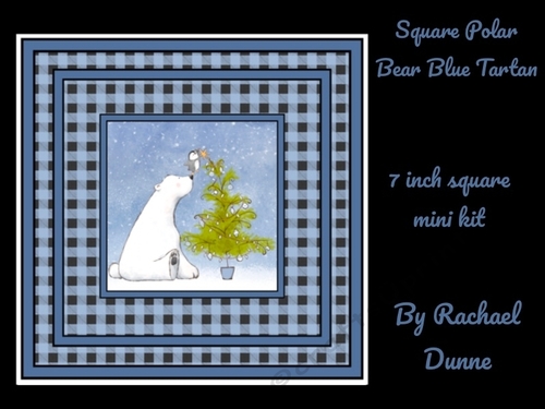 Square Polar Bear Blue Tartan