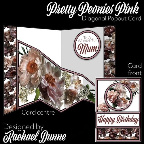  Pink Pretty Peonies Diagonal Popout