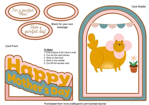 Mothers Day Ginger Cat Pink