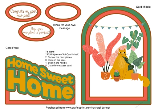 Home Sweet Home Ginger Cat Green