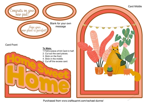 Home Sweet Home Ginger Cat Pink