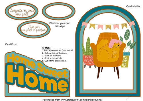 Home Sweet Home Ginger Cat Teal