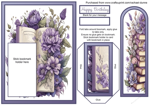 Birthday Vintage Book Stack Bookmark Card