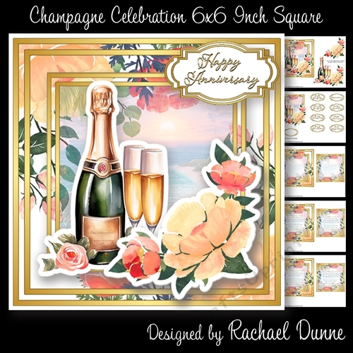 Champagne Celebration 6 Inch Square
