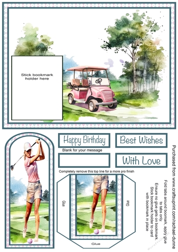 Golf Lady Blue Bookmark Card