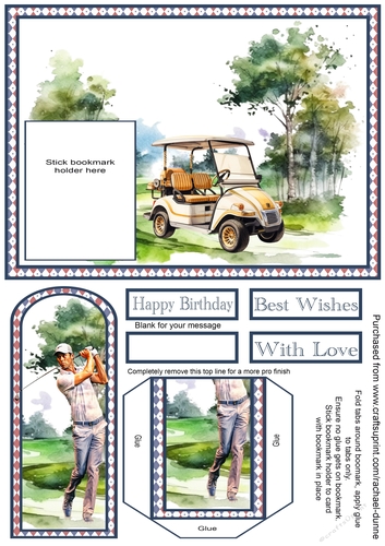 Golf Guy Blue Bookmark Card