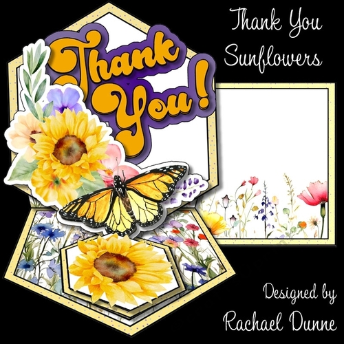 Thank You Sunflowers Hexagon Easel Card