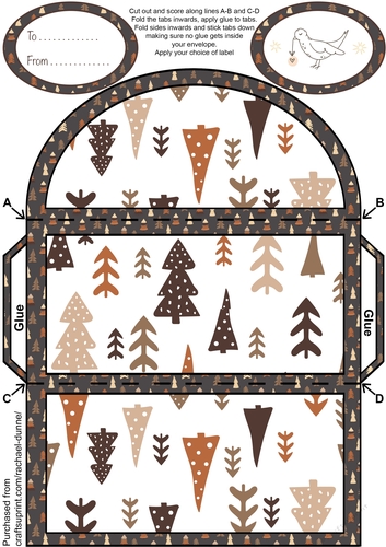 Dark Boho Bird with Trees Money Wallet