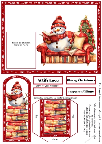 Snowman on the Sofa Bookmark Card