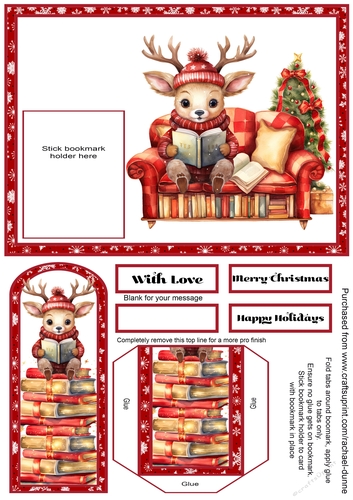 Reindeer on the Sofa Bookmark Card