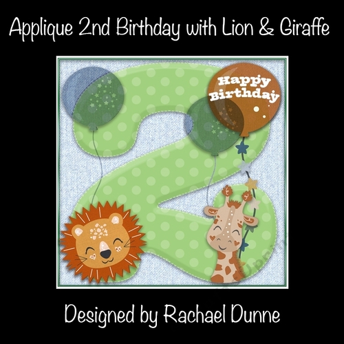 Applique 2nd Birthday with Lion & Giraffe