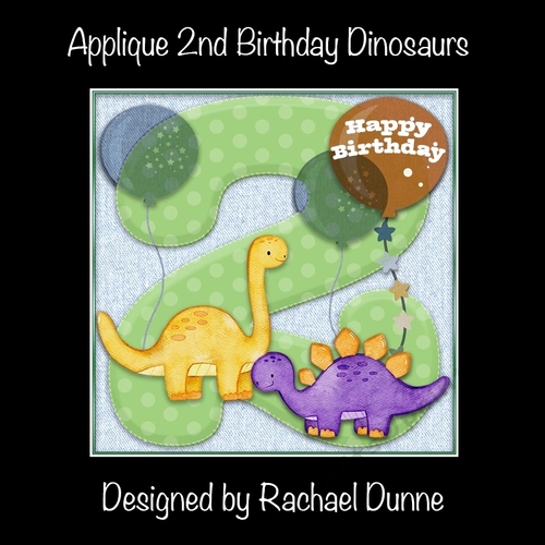 Applique 2nd Birthday Dinosaurs