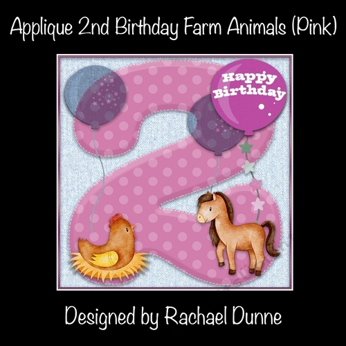 Applique 2nd Birthday Farm Animals (Pink)