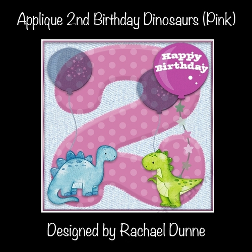 Applique 2nd Birthday Dinosaurs (Pink)