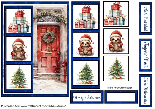 Simple Squares Christmas Sloth