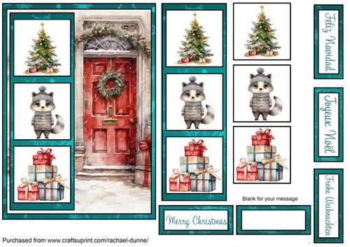 Simple Squares Christmas Racoon
