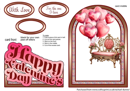 Valentines Love Seat With Balloons Cutaway Arch