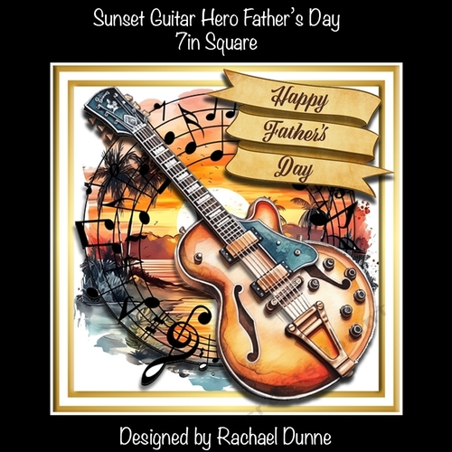 Sunset Guitar Hero Fathers Day 7in Square