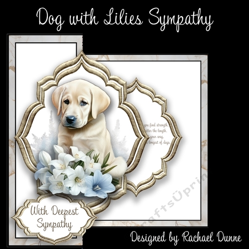 Dog with Lilies Fancy Frame Foldback