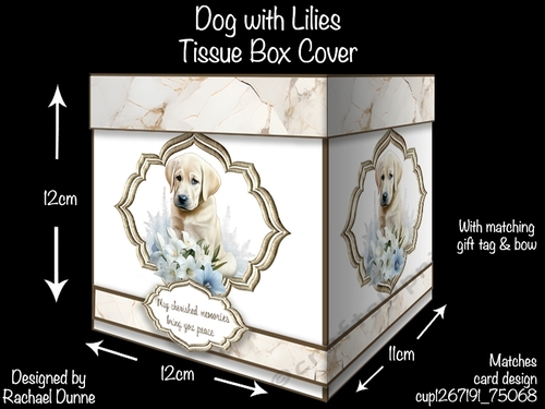 Dog with Lilies Tissue Box