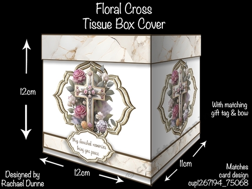 Floral Cross Tissue Box