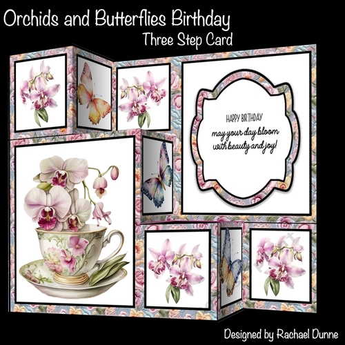 Orchids and Butterflies Three Step Card