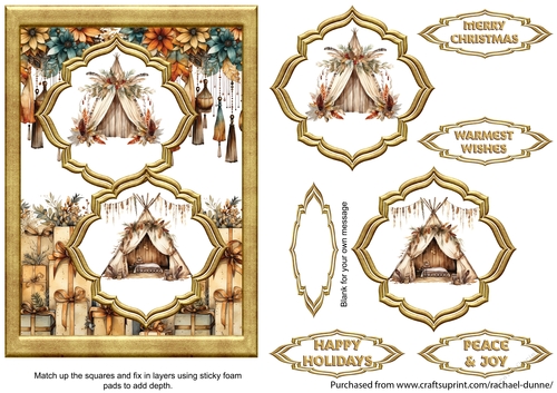 Boho Christmas Camping Two Fancy Squares