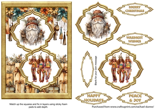 Santa and the Boho Girls Two Fancy Squares