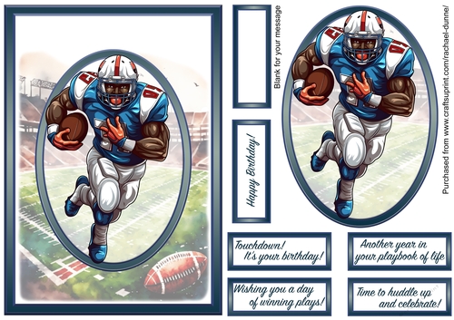 Blue American Footballer Simple Oval