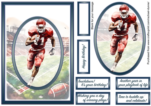 Red American Footballer Simple Oval