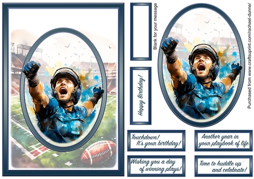 Touchdown Birthday Blue Simple Oval