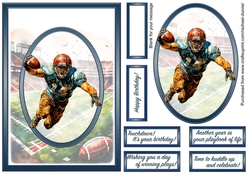 Touchdown Birthday Orange & Blue Simple Oval