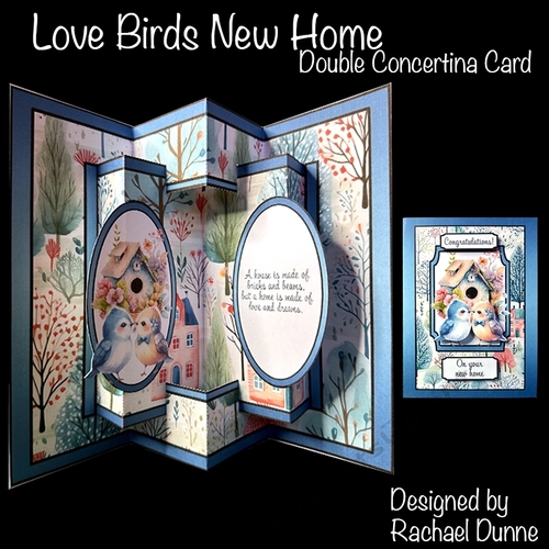 Love Birds New Home Double Concertina Card