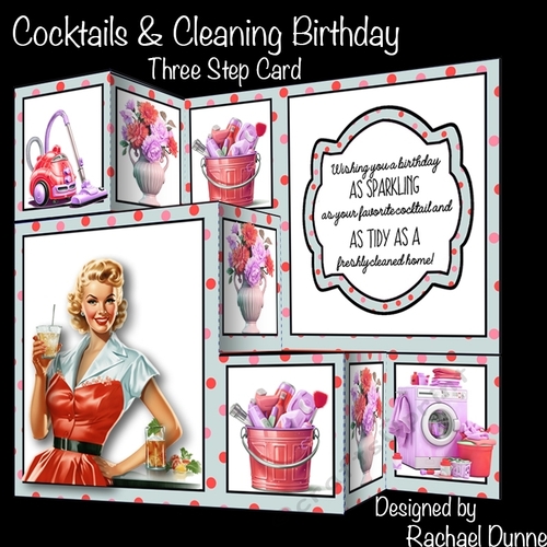 Cocktails and Cleaning Three Step Card