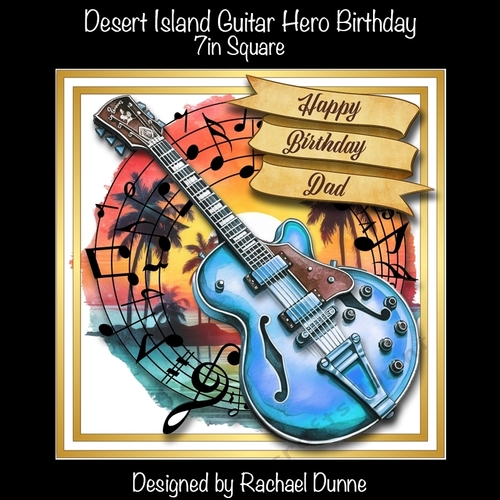 Desert Island Guitar Hero Happy Birthday 7in Square