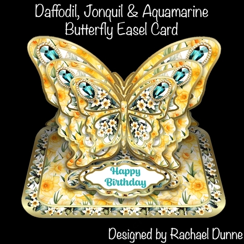 Daffodil, Jonquil & Aquamarine (March) Butterfly Easel Card