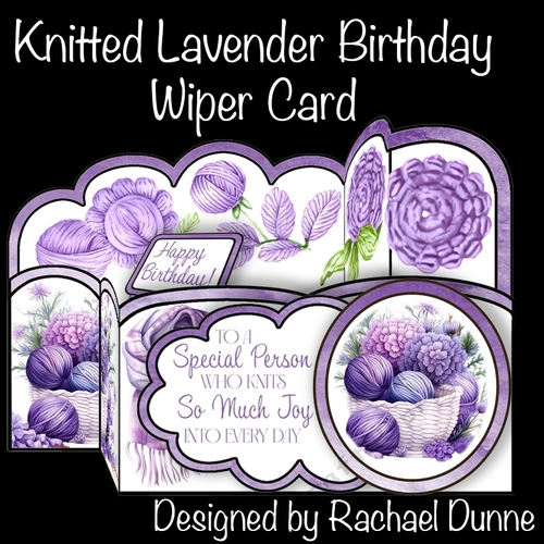 Lavender Knitted Birthday Wiper Card