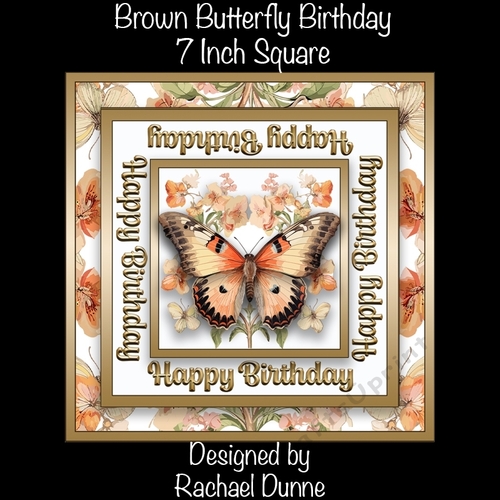 Brown Butterfly Birthday 7inch Square