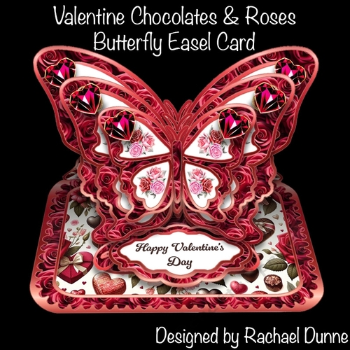 Valentine Chocolates & Roses Butterfly Easel Card