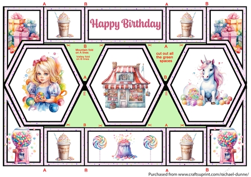 Magically Sweet Birthday Hexagon Shutter Card