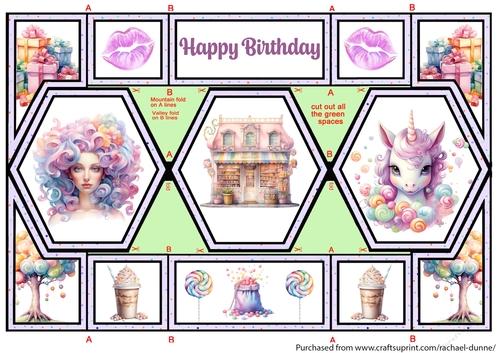 Sweet Birthday Kisses Hexagon Shutter Card